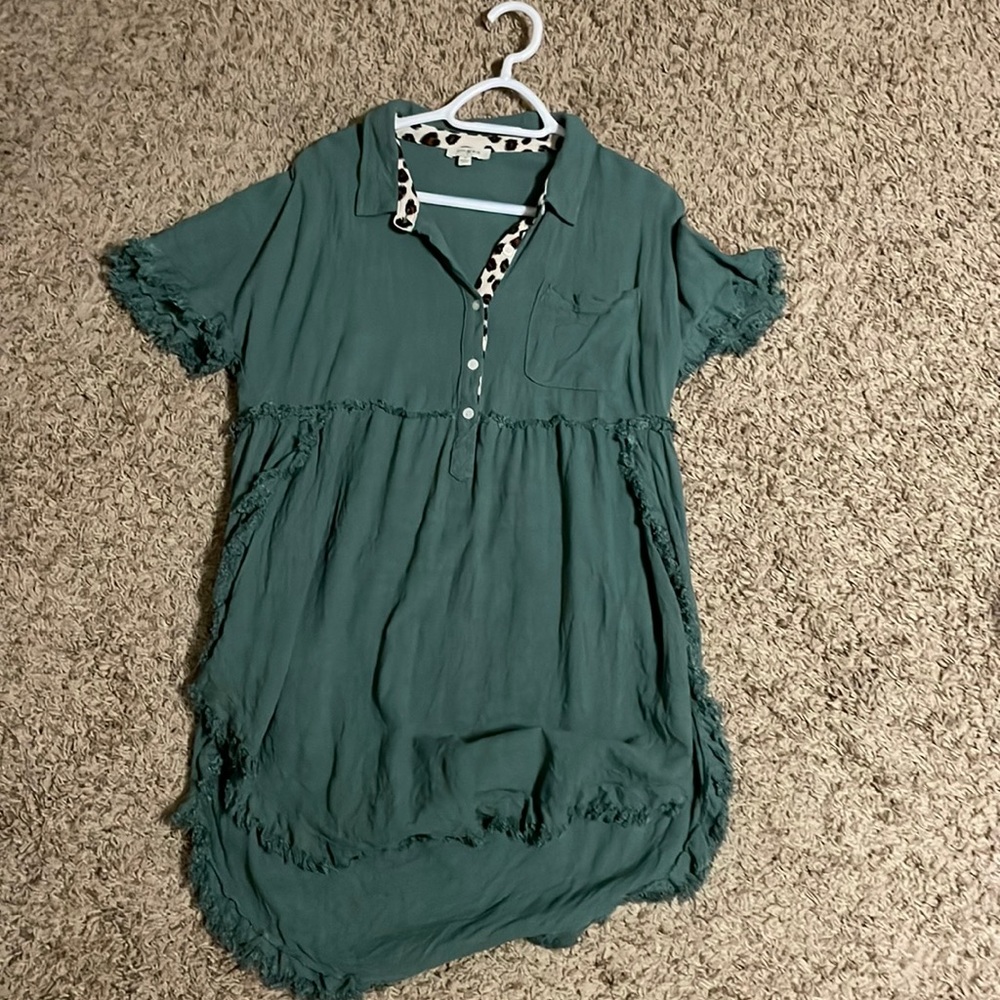 Green and cheetah tunic/ dress